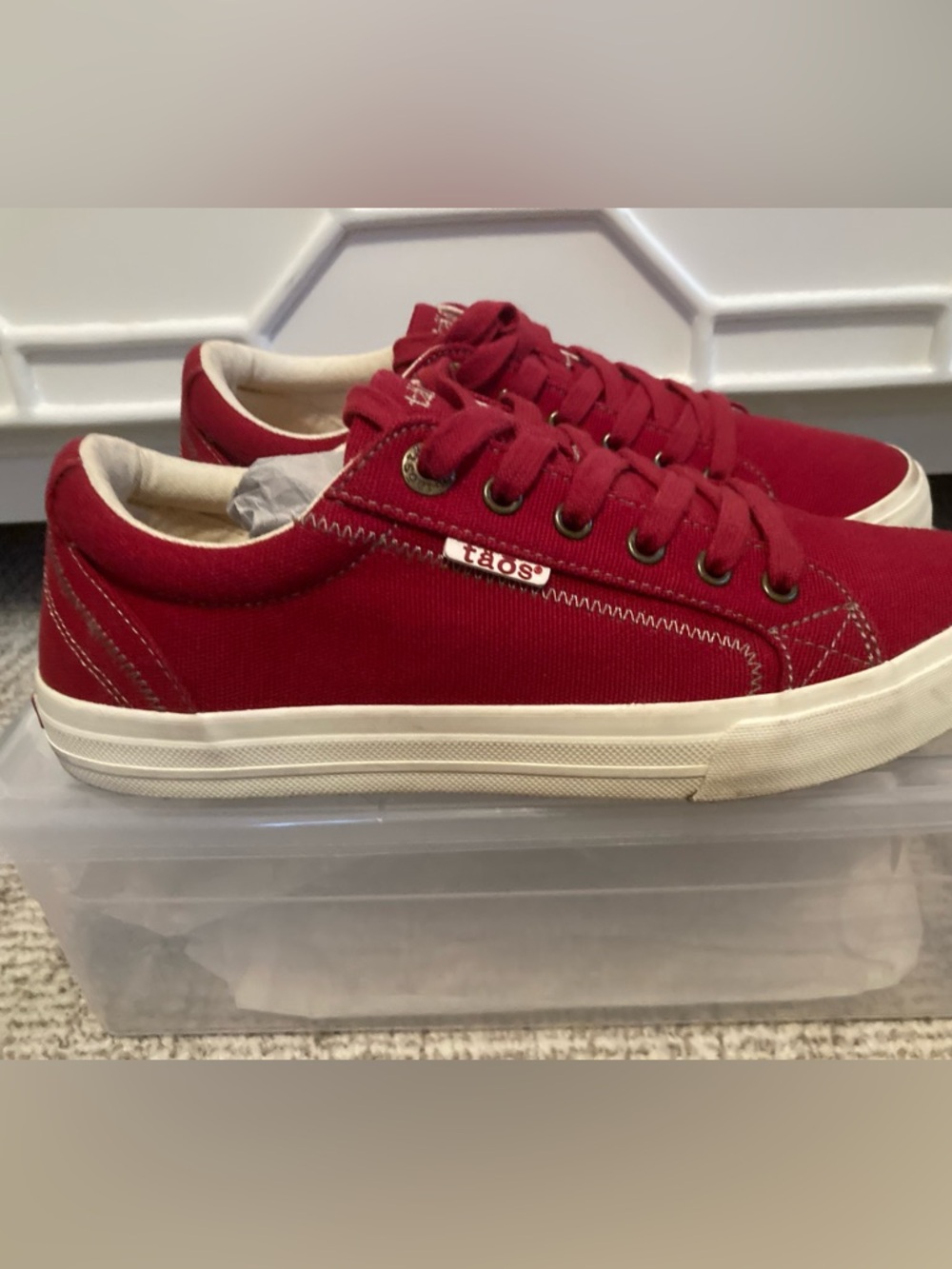 Taos Red Canvas Low Profile Sneakers - Picture 4 of 6
